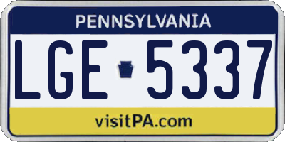 PA license plate LGE5337