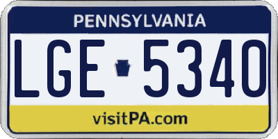 PA license plate LGE5340