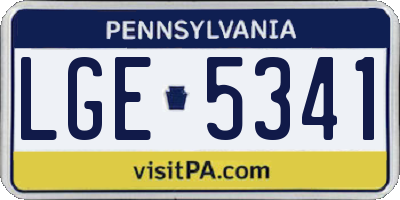PA license plate LGE5341