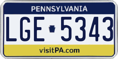 PA license plate LGE5343