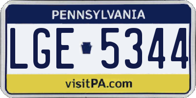 PA license plate LGE5344