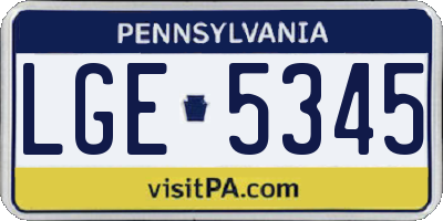 PA license plate LGE5345