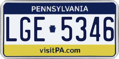 PA license plate LGE5346