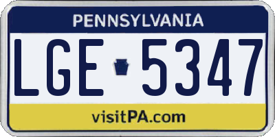PA license plate LGE5347