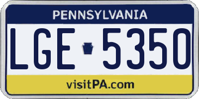 PA license plate LGE5350