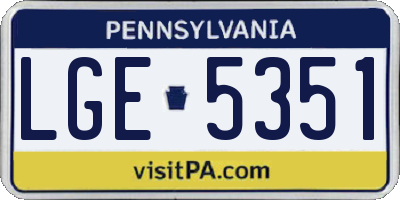 PA license plate LGE5351