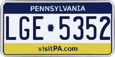 PA license plate LGE5352