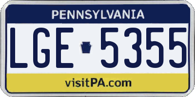 PA license plate LGE5355
