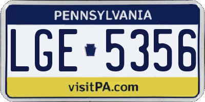 PA license plate LGE5356