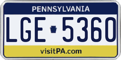 PA license plate LGE5360