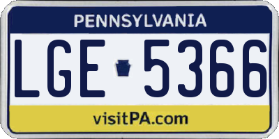 PA license plate LGE5366