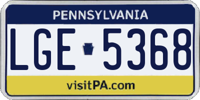 PA license plate LGE5368