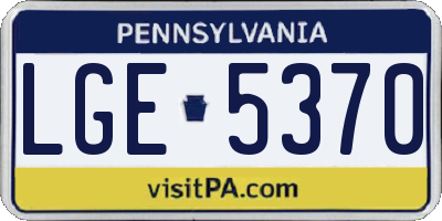 PA license plate LGE5370