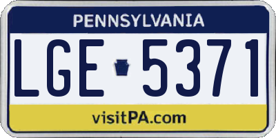PA license plate LGE5371