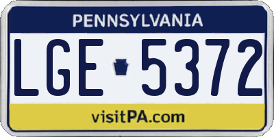 PA license plate LGE5372