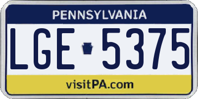 PA license plate LGE5375