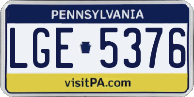 PA license plate LGE5376