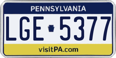 PA license plate LGE5377