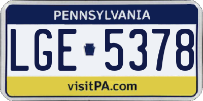 PA license plate LGE5378
