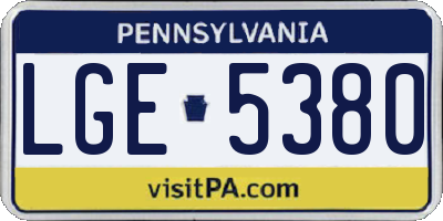 PA license plate LGE5380