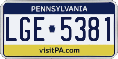 PA license plate LGE5381