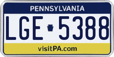 PA license plate LGE5388