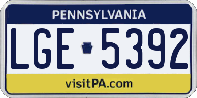PA license plate LGE5392