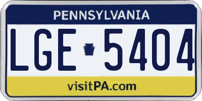PA license plate LGE5404