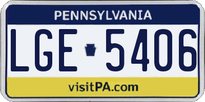 PA license plate LGE5406