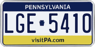 PA license plate LGE5410