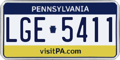 PA license plate LGE5411