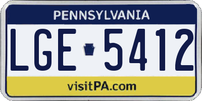 PA license plate LGE5412