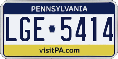 PA license plate LGE5414