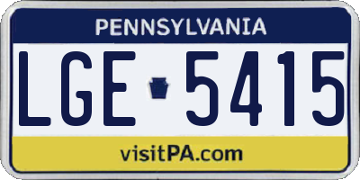 PA license plate LGE5415