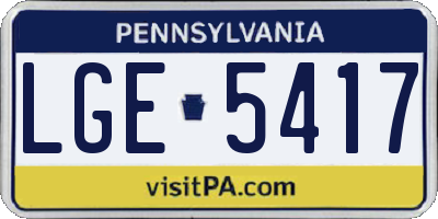 PA license plate LGE5417