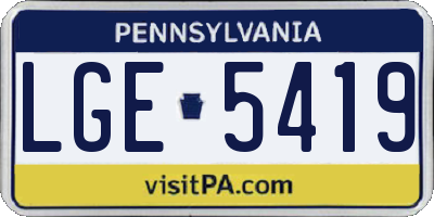 PA license plate LGE5419
