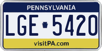 PA license plate LGE5420