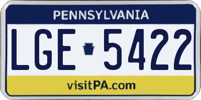 PA license plate LGE5422