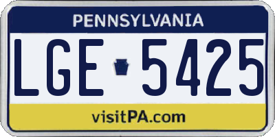PA license plate LGE5425