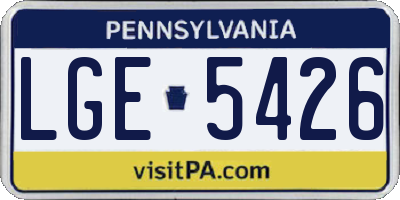 PA license plate LGE5426