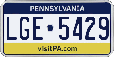 PA license plate LGE5429