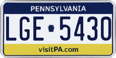 PA license plate LGE5430