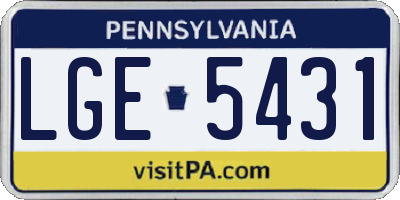 PA license plate LGE5431