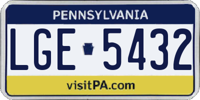 PA license plate LGE5432