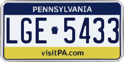 PA license plate LGE5433