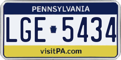 PA license plate LGE5434