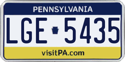 PA license plate LGE5435