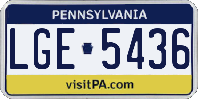 PA license plate LGE5436
