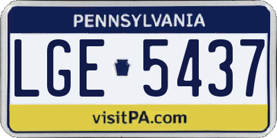 PA license plate LGE5437