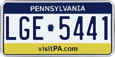 PA license plate LGE5441